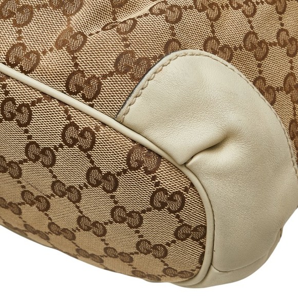 Gucci GG Canvas Sukey Shoulder Bag Beige White Leather - Picture 6 of 8